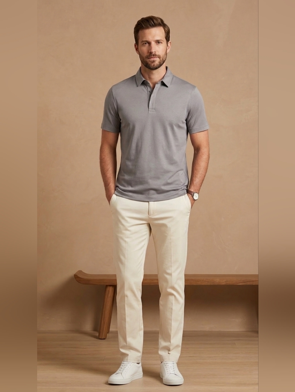 $50 Alfani Mens AlfaTech Stretch Solid Polo Shirt